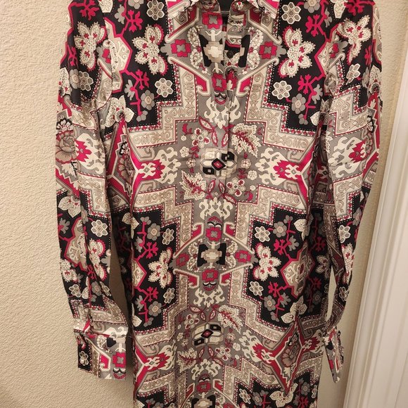 J. Crew Collection | Italian Silk Tapestry Shirtdress, Size 6, Florence Red - Picture 2 of 5